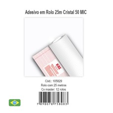 ADESIVO EM ROLO 25M CRISTAL 50MIC 788608