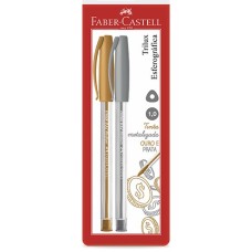 CANETA ESFER. TRILUX COLORS PRATA/OURO SM/032PO  FABER