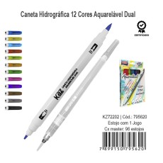 CANETA HIDROG. 12 CORES AQUARELAVEL DUAL KZ72202