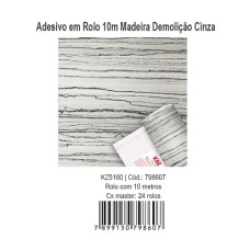 ADESIVO EM ROLO 10M MADEIRA DEMOLICAO CINZA KZ5160