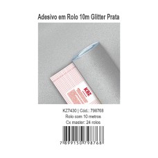 ADESIVO EM ROLO 10M GLITTER PRATA KZ7430