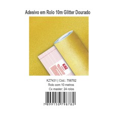 ADESIVO EM ROLO 10M GLITTER DOURADO KZ7431  KAZ (I)