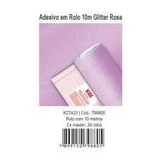 ADESIVO EM ROLO 10M GLITTER ROSA KZ7433