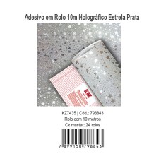 ADESIVO EM ROLO 10M HOLOG.ESTRELA PRATA KZ7435