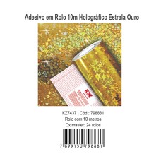 ADESIVO EM ROLO 10M HOLOG.ESTRELA OURO KZ7437